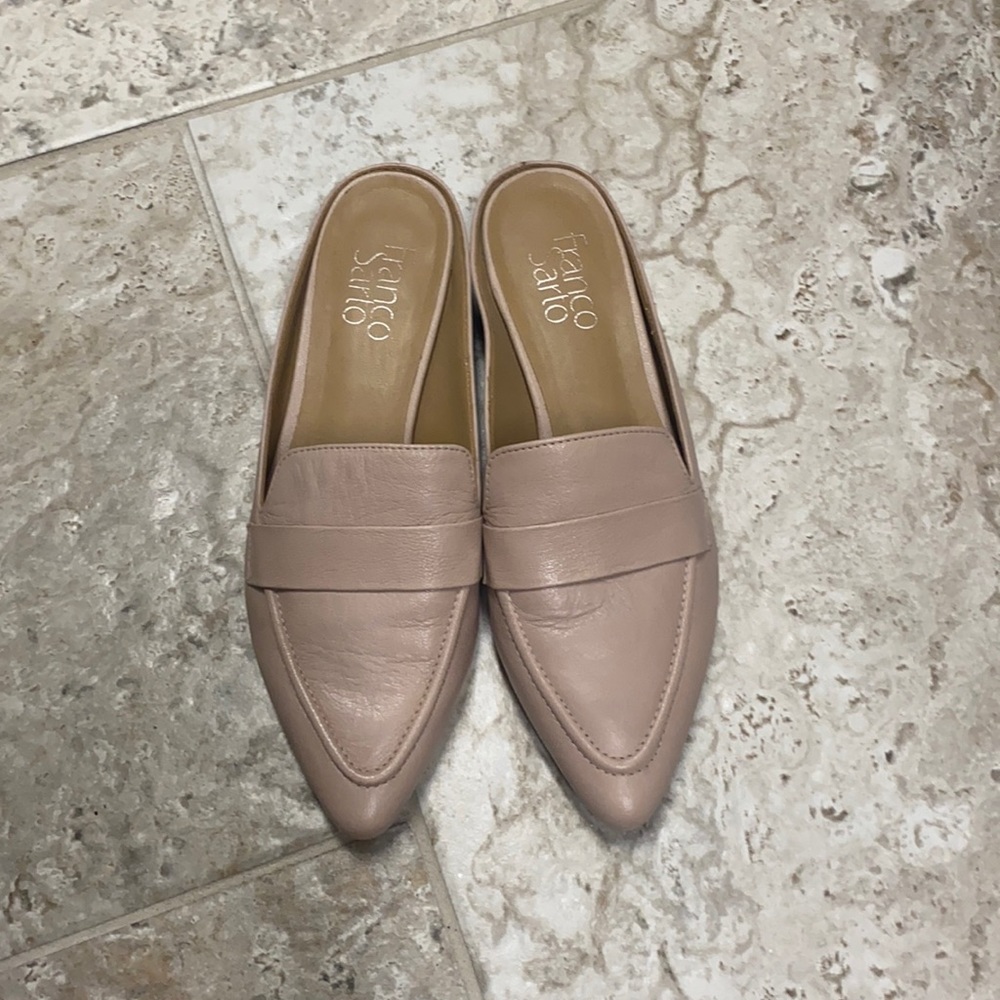Franco Sarto Women's Pointed Leather Mules in Blush